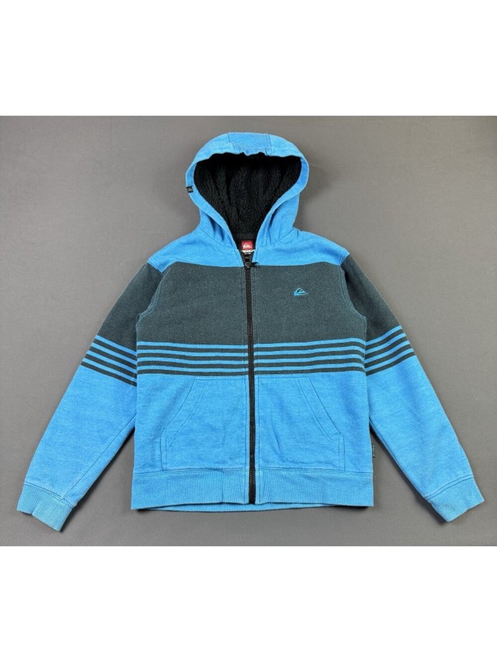 Vintage Y2K Quiksilver Full Zip Hoodie Fleece Lined Surf Beach Skate Punk Womens
